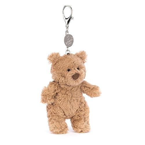 Jellycat Bartholomew Bear Bag Charm, 4.5 inches - Teddy Bear Plush Keychain - Great Gift Idea