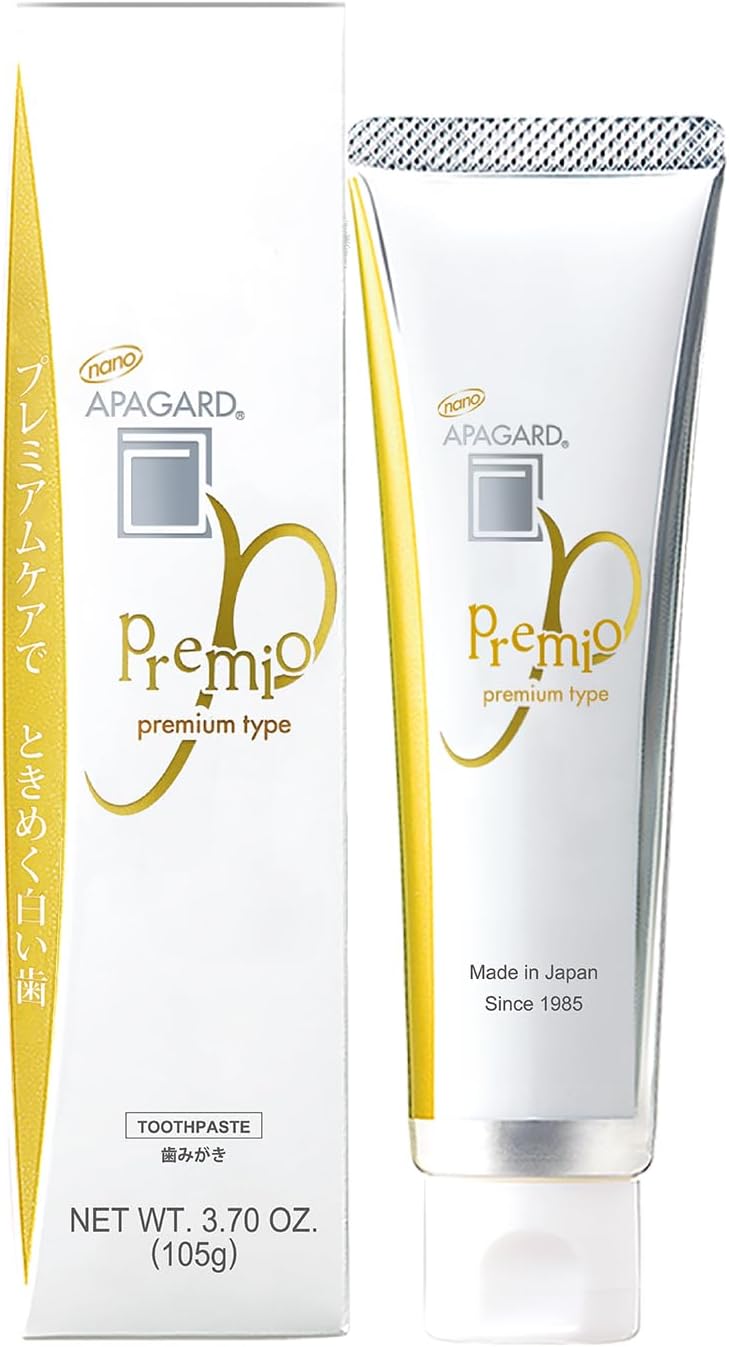 APAGARD® Premio, Sangi's Nano-Hydroxyapatite Toothpaste for Naturally Whiter Teeth. Fluoride-Free, Premium Type, 105g / 3.7 oz, Double Mint Flavor,...