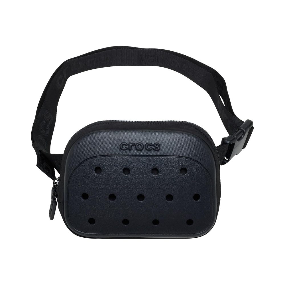 Crocs Classic Belt Waist Bag, Customizable Fanny Pack, Personalize with Jibbitz Charms, Black, One Size